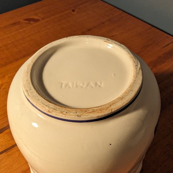 Vintage MCM Windmill Sailboat Ceramic Bowl Planter Container Blue White - Picture 6 of 9